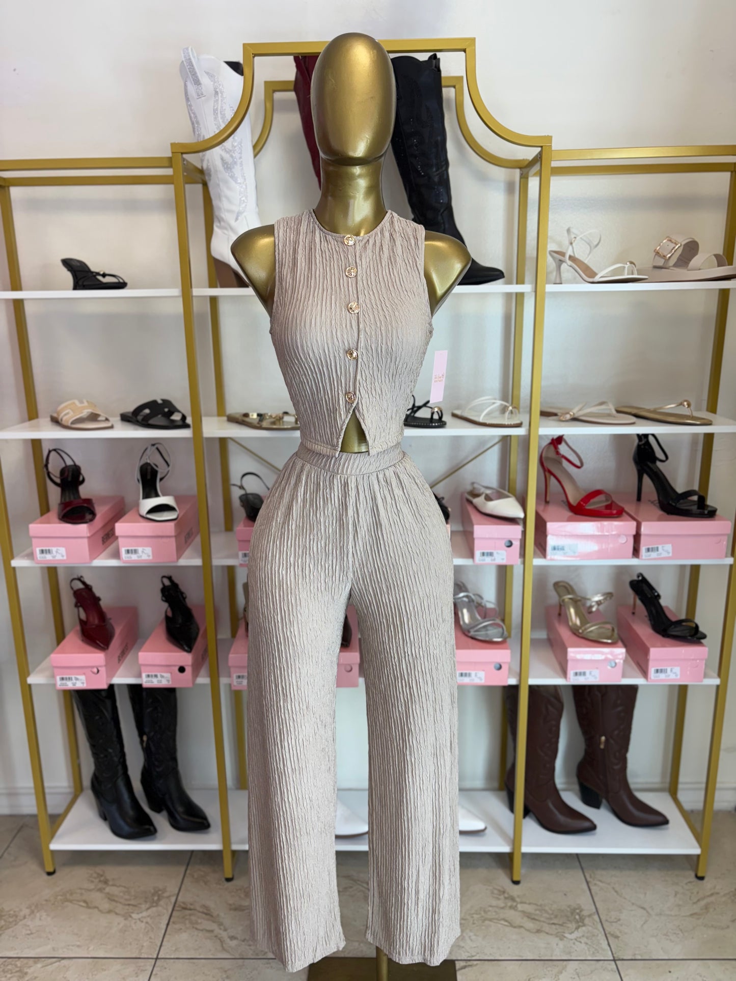 Crinkle Chic Set - Taupe