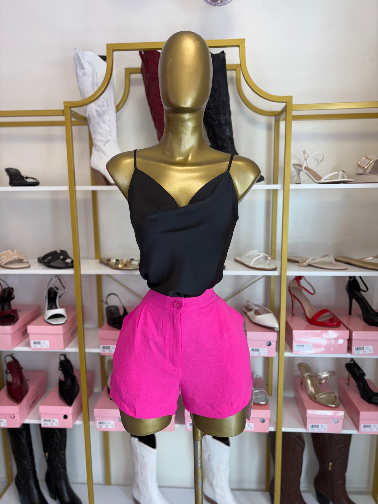 The Linen Luxe Shorts - Hot Pink