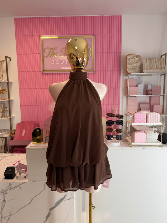 Autumn Bliss Mini Dress - Espresso