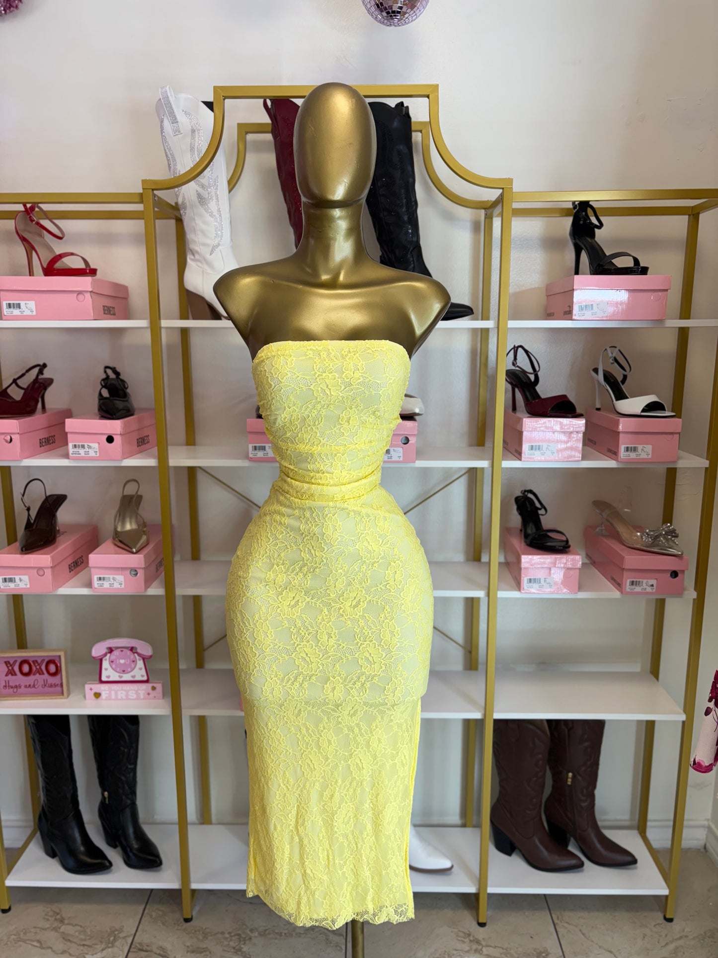 Golden Glow Lace Dress