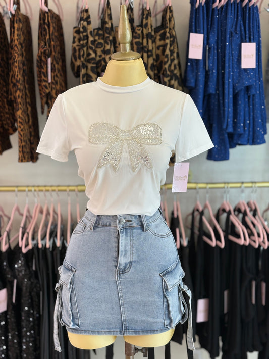 White Bow Tee