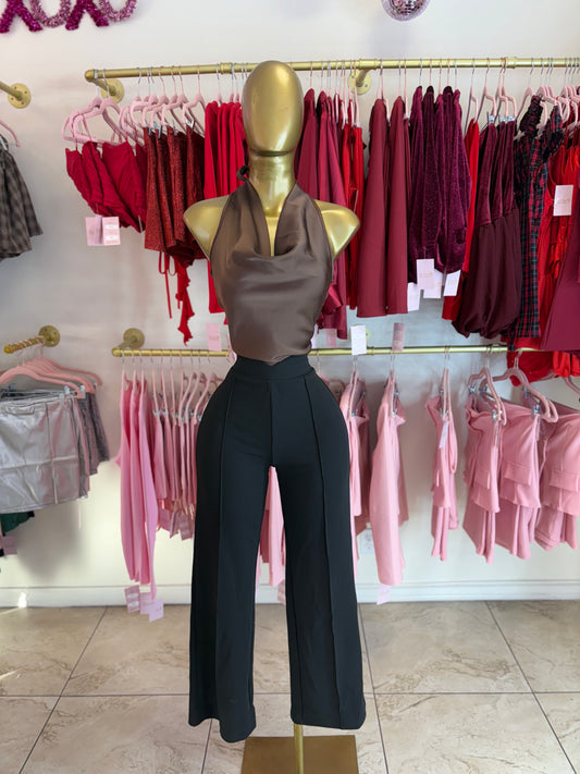 Satin halter top - Brown