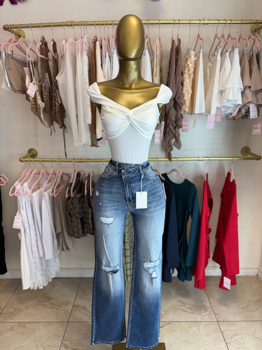 White off shoulder bodysuit
