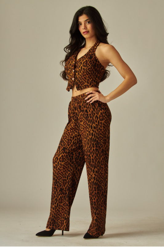 Leopard vest & pants set