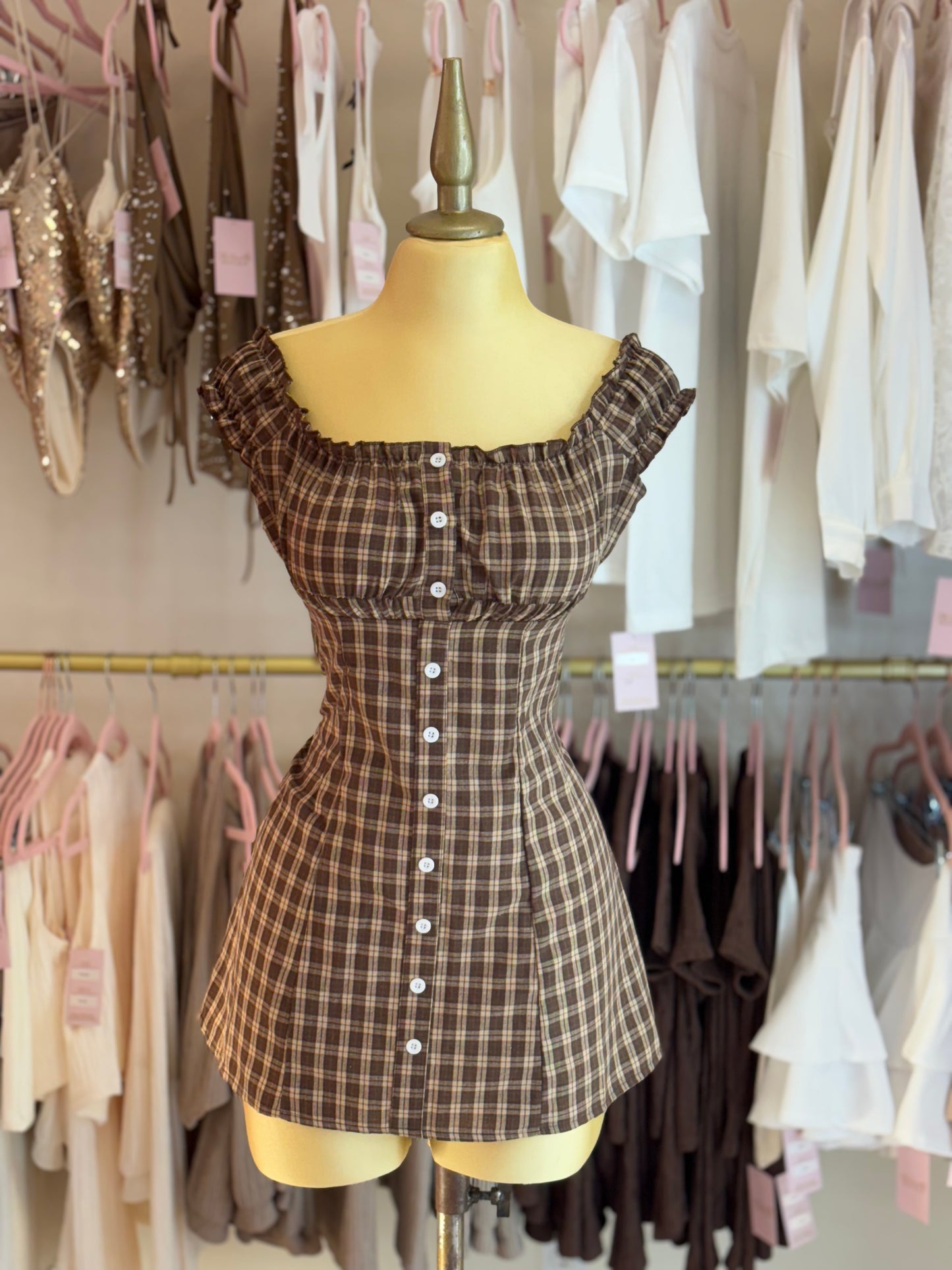 Mocha Plaid Dress