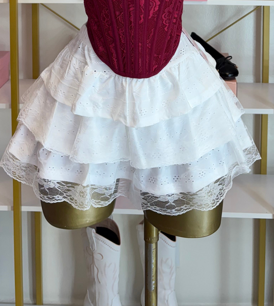 Ivory Ruffle Mini Skirt