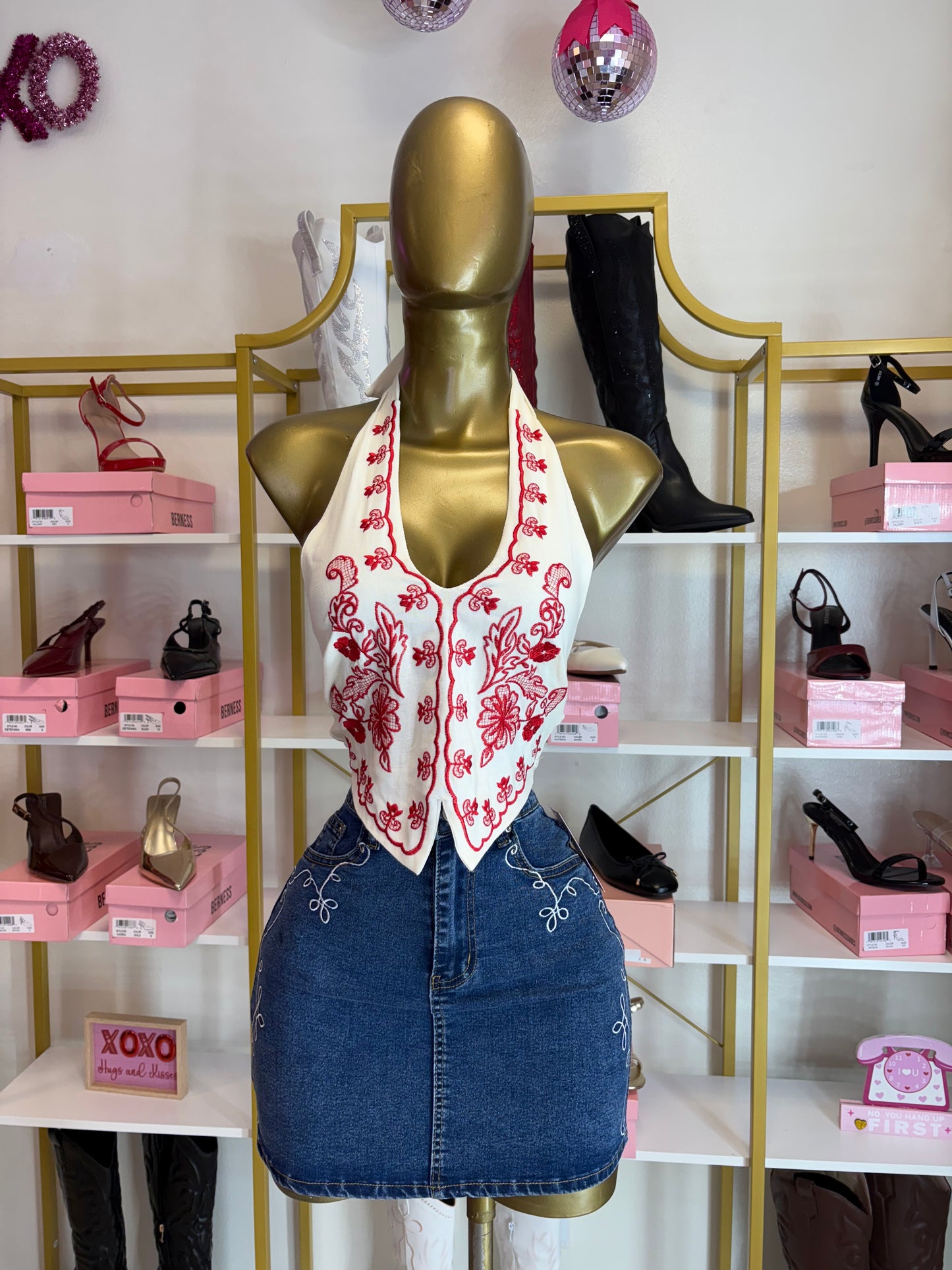 Red Thread Romance Halter Top