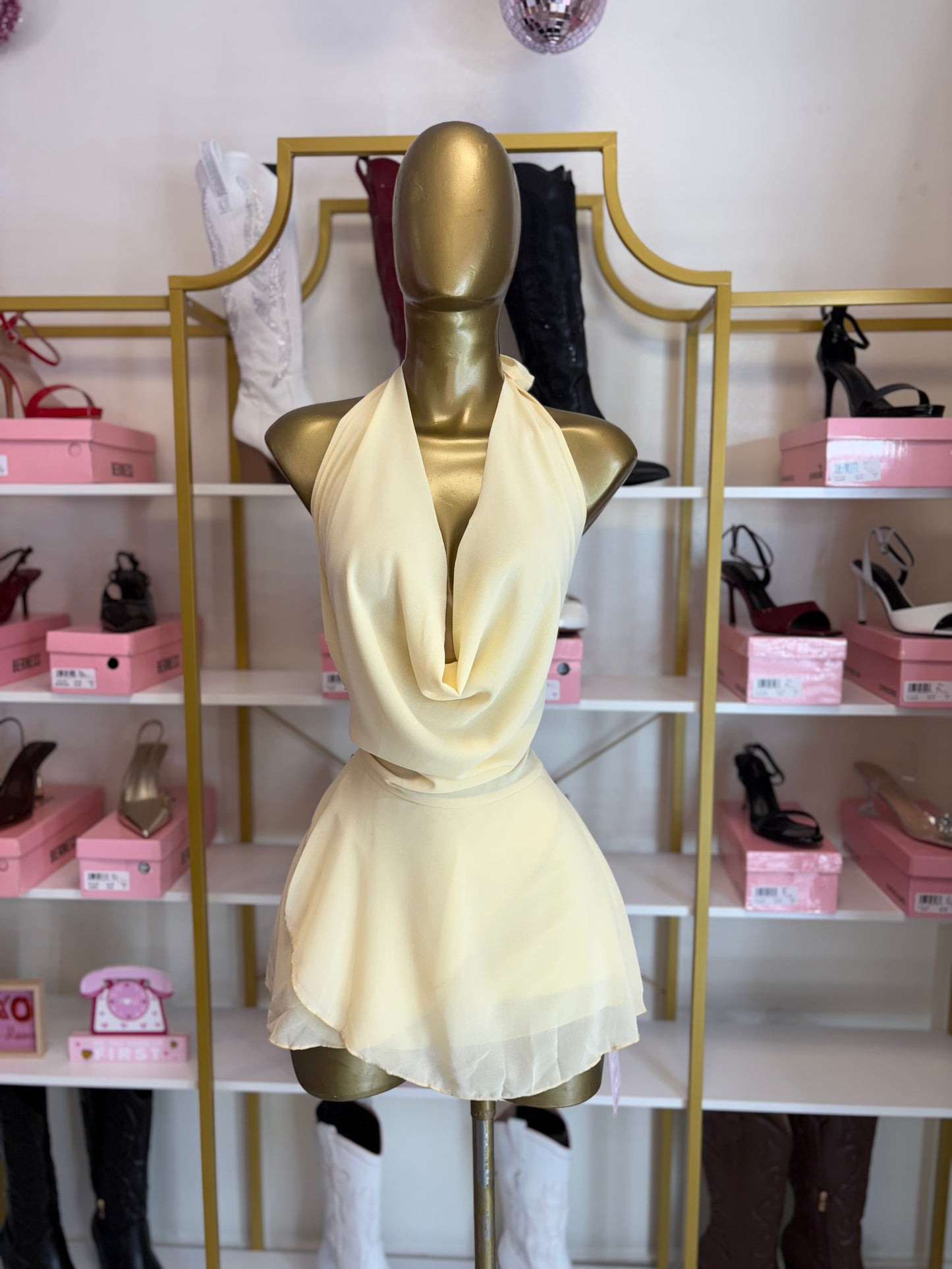 Golden Hour Halter Mini – Butter yellow