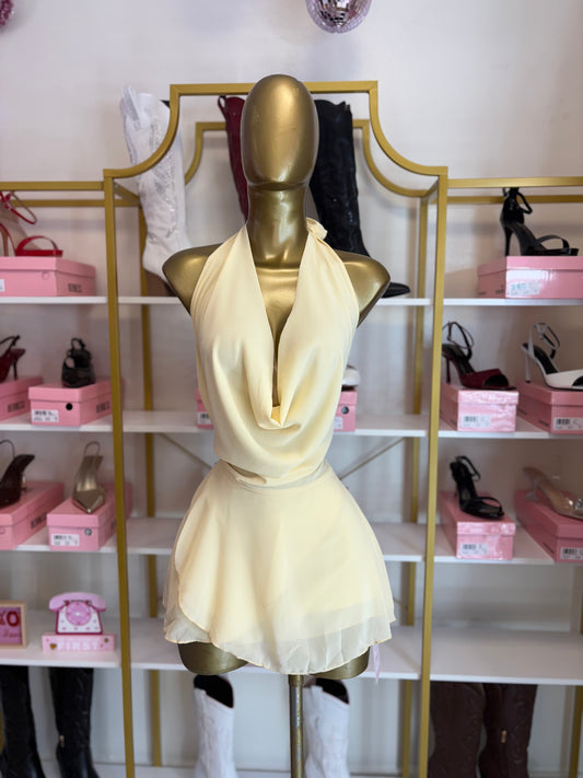 Golden Hour Halter Mini – Butter yellow