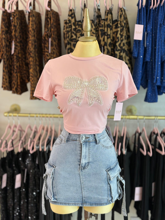 Baby Pink Bow Tee