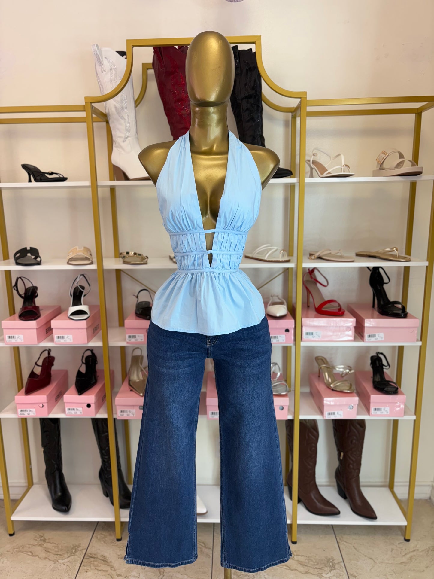 The Azure Peplum Top