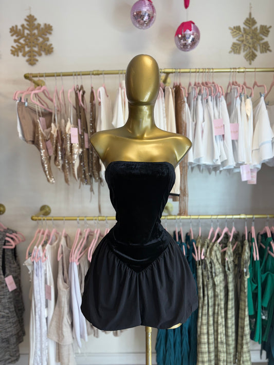 Black Velvet Bubble Dress