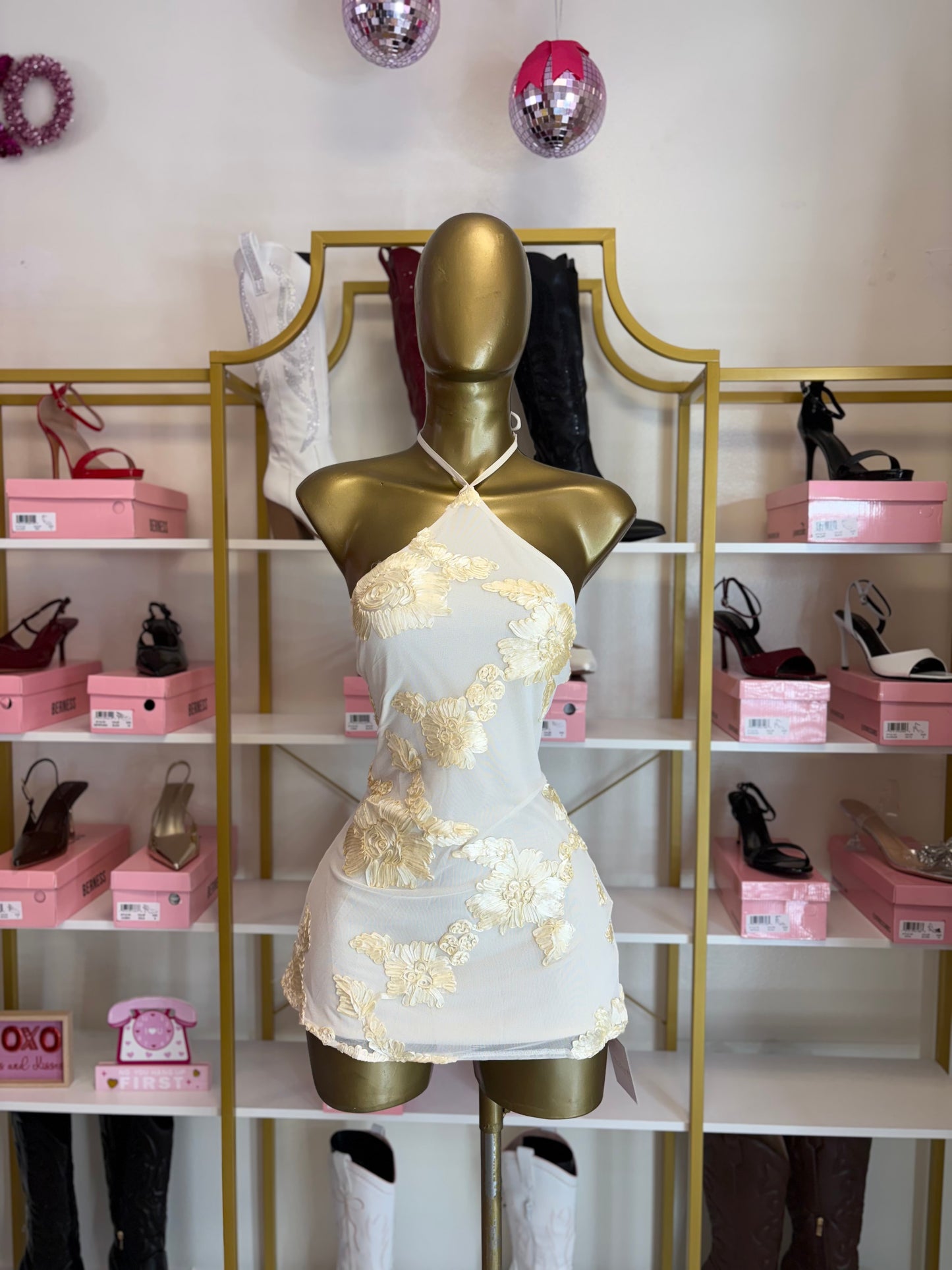 Ivory Bloom Mini Dress