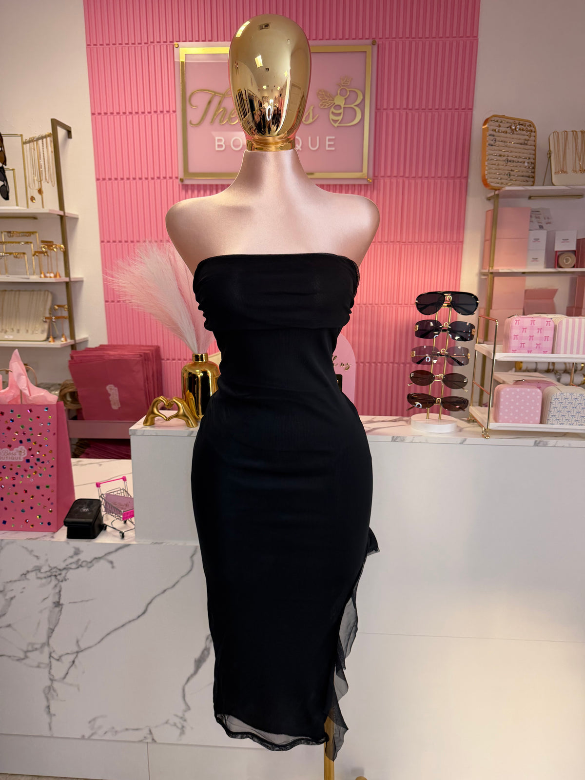Ruffled Side Slit Dress