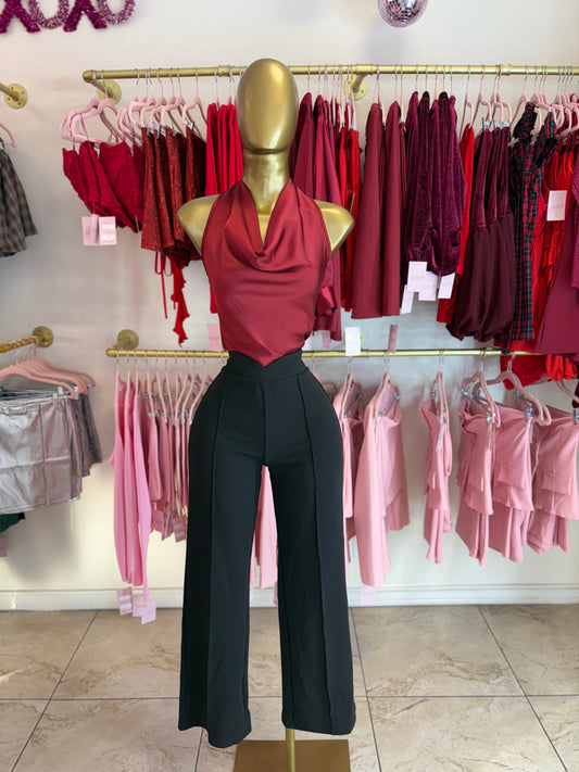 Halter satin top - Burgundy
