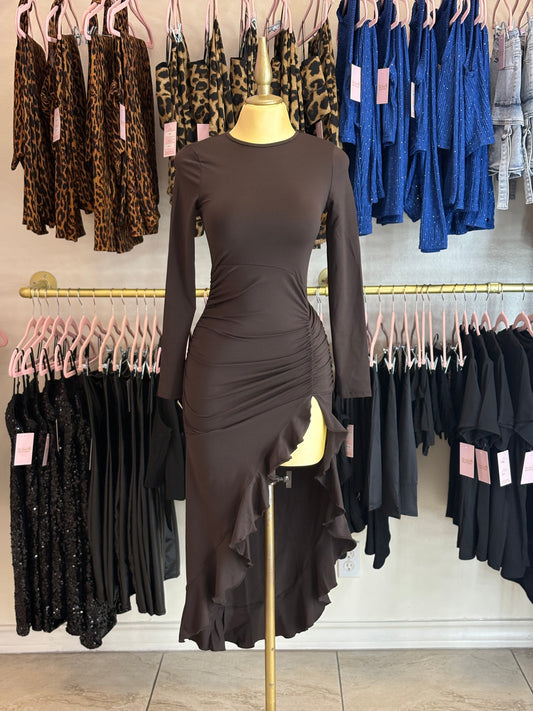 Brown ruffled dress