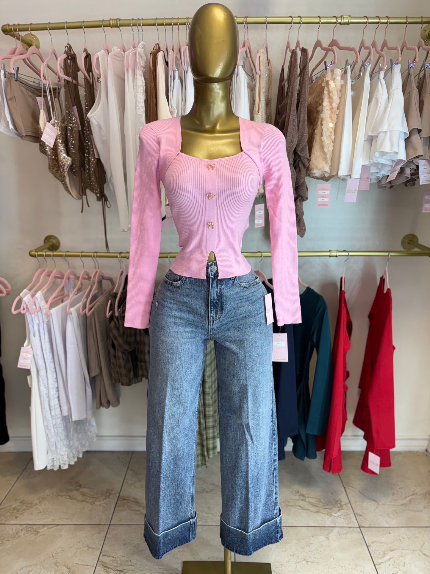 Blush & Bows Knit Top