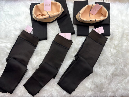 Fleeced lined footed tights