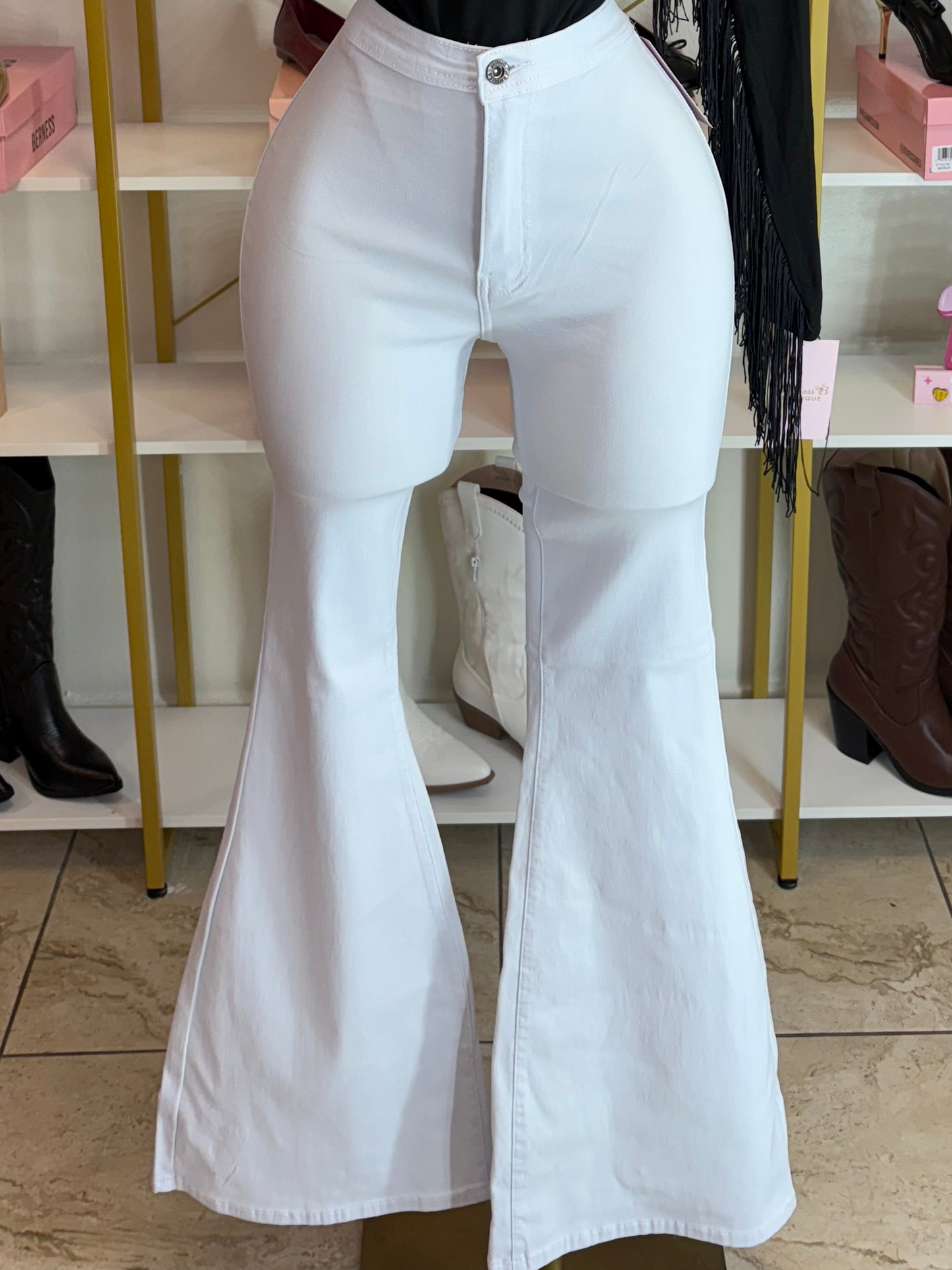 White bell bottom pants