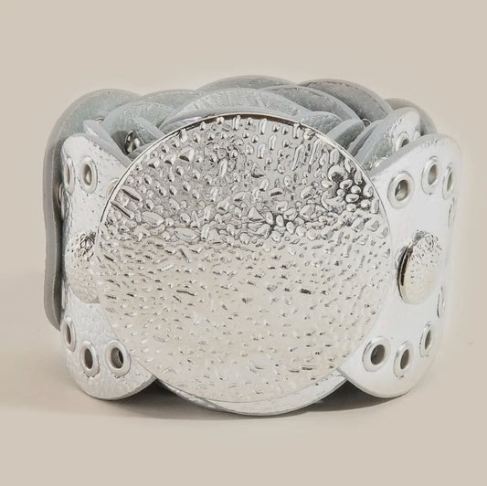 Silver outlaw western belt