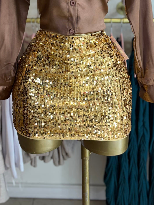 Gold sequin skirt