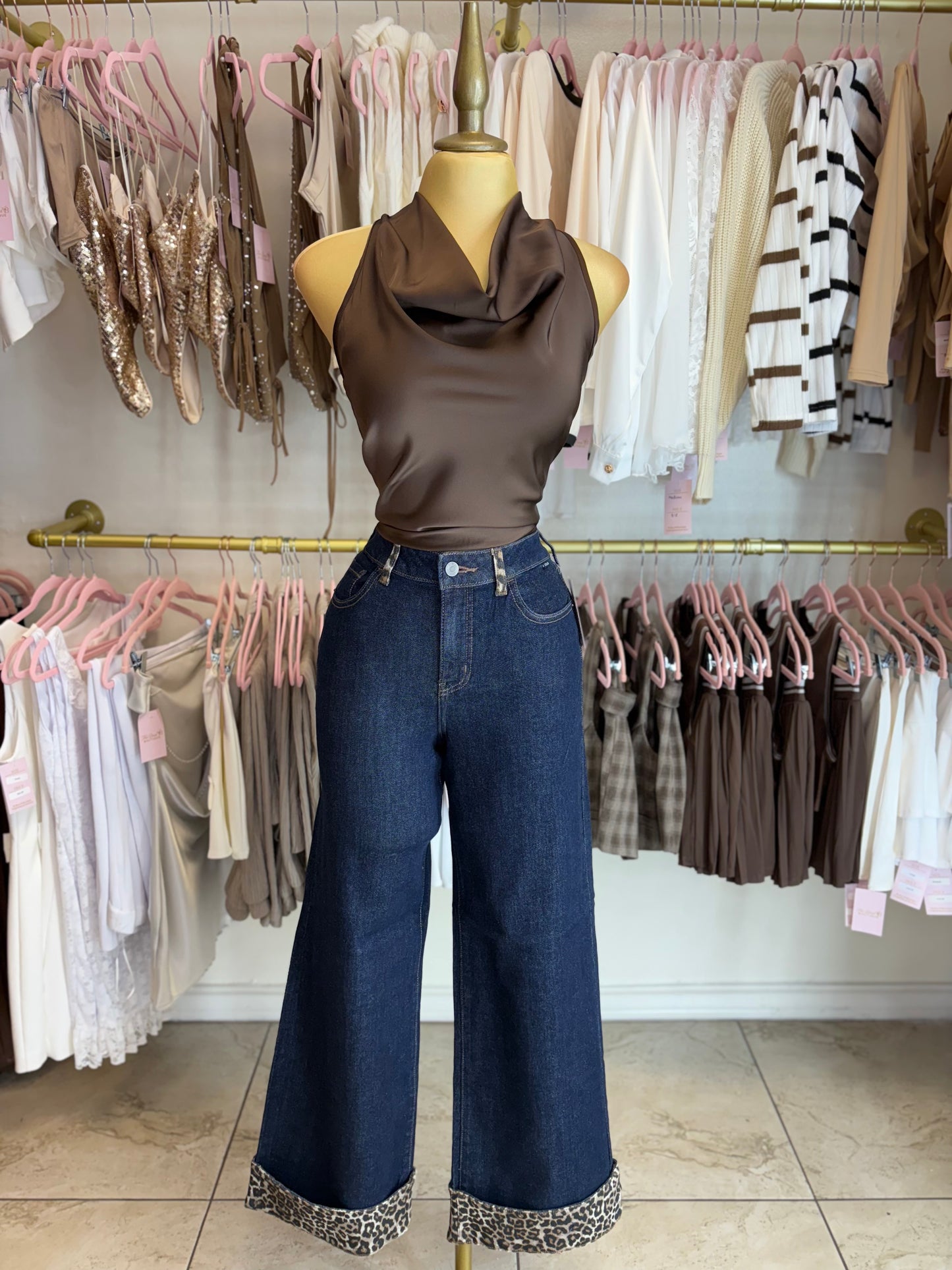 Cheetah Cuff Denim Jeans