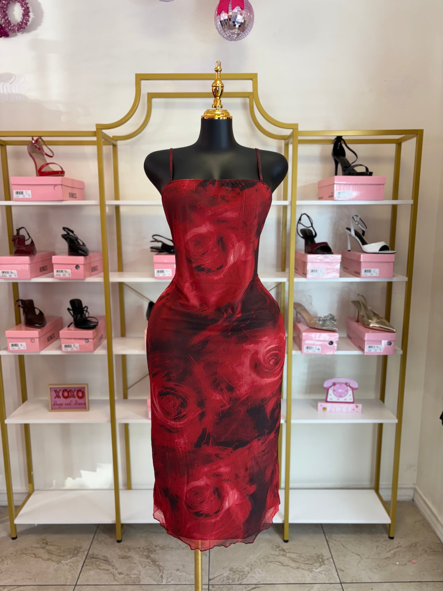 Midnight Rose Mesh Dress