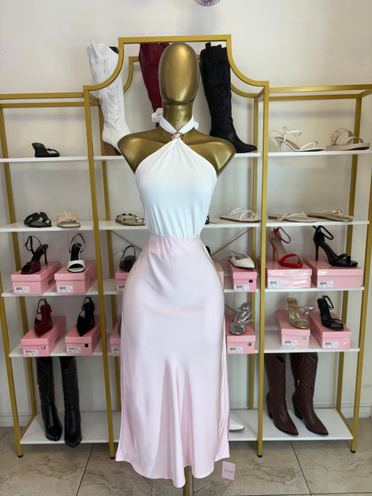 Blush Satin Skirt