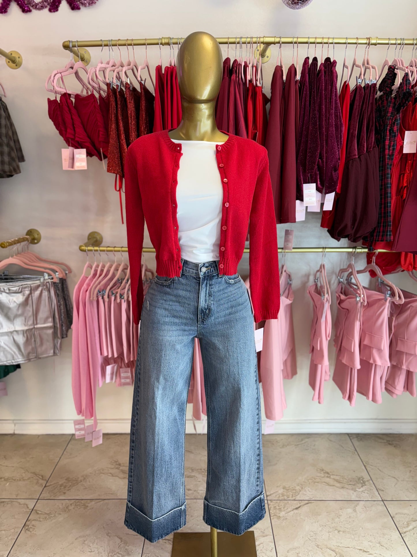 Red Sweetheart Cardigan