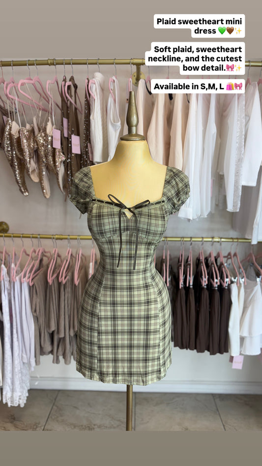 Plaid sweetheart mini dress